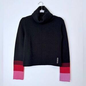 DKNY Jeans Turtleneck Sweater Size M in Black with Stripes